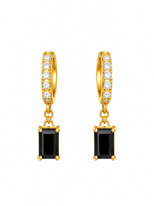 Boucles d'oreilles en acier inoxydable "ALICIA BLACK"